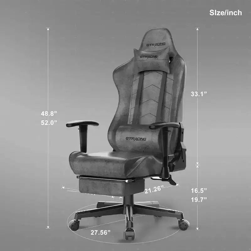 Chaise de gaming avec repose-pieds, fauteuil inclinable ergonomique avec support lombaire.