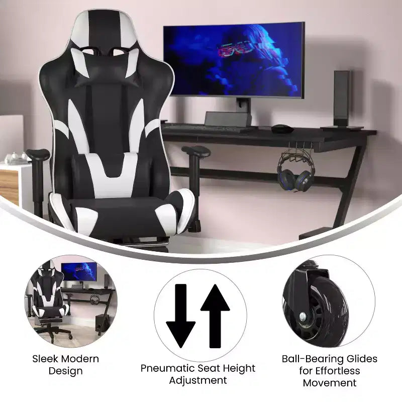 Chaise de jeu/chaise de bureau gamer avec dossier réglable
