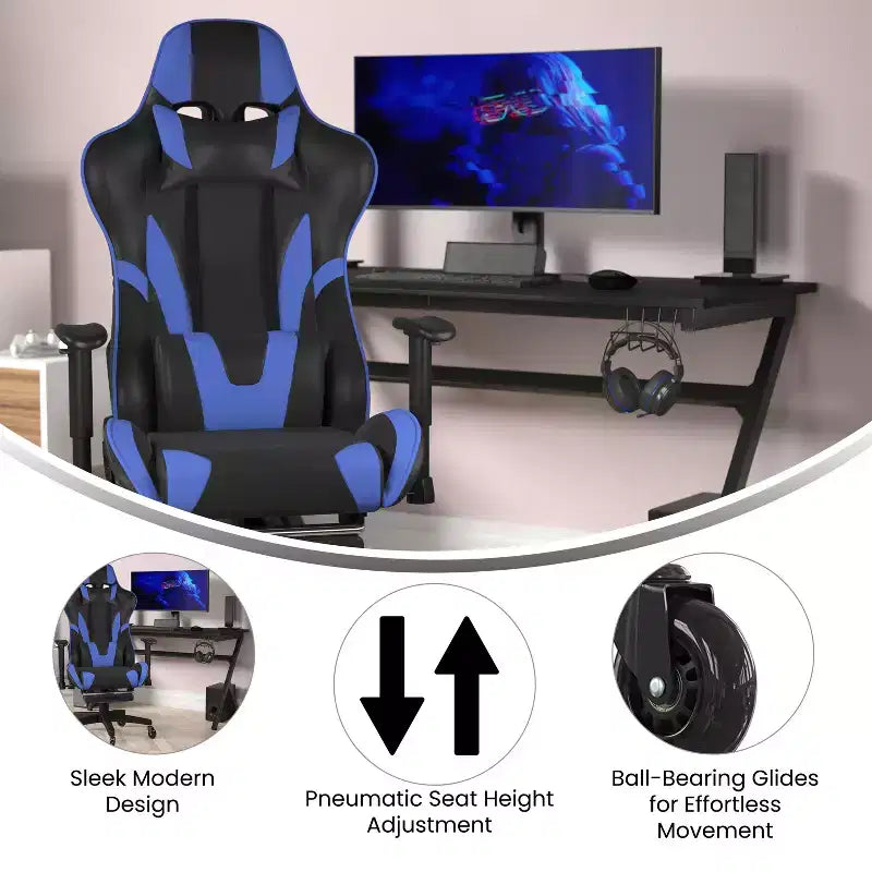 Chaise de jeu/chaise de bureau gamer avec dossier réglable
