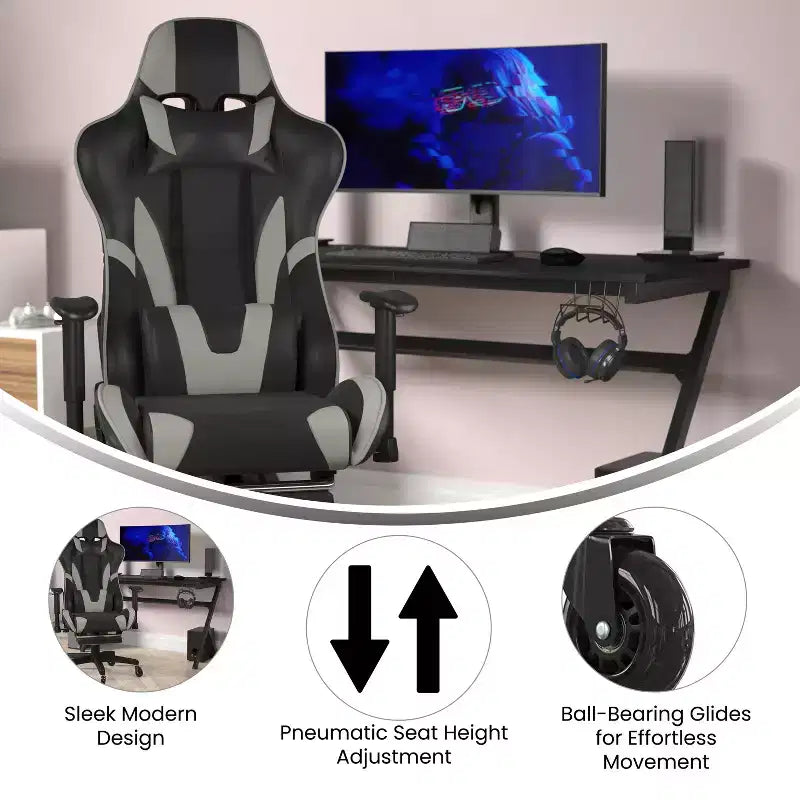 Chaise de jeu/chaise de bureau gamer avec dossier réglable