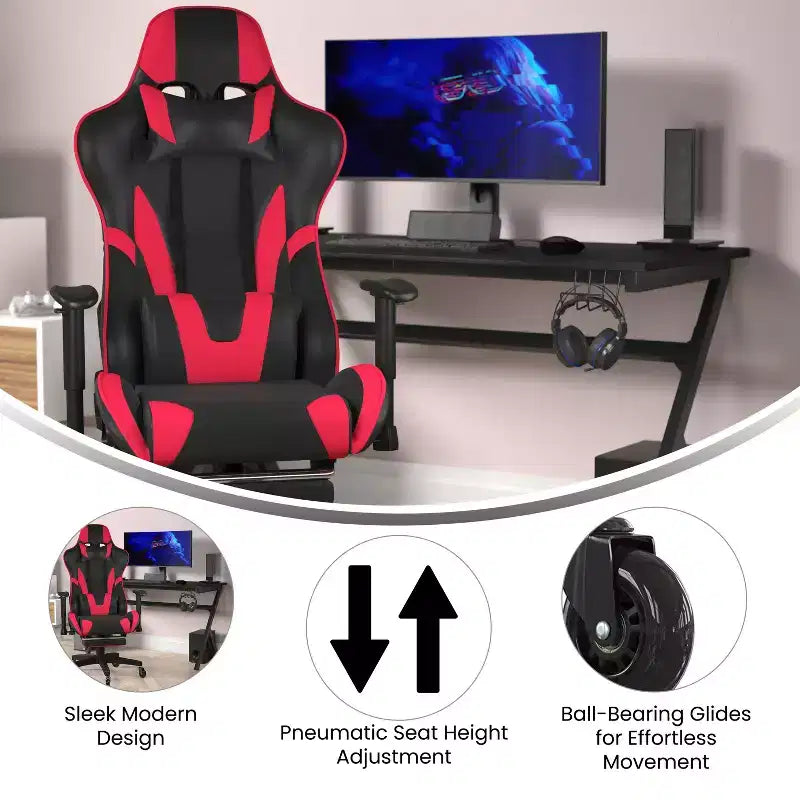 Chaise de jeu/chaise de bureau gamer avec dossier réglable
