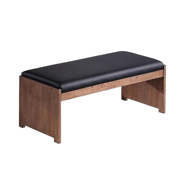 Ensemble de salle à manger et chaises en bois moderne, comprenant table à manger, buffet et banc.