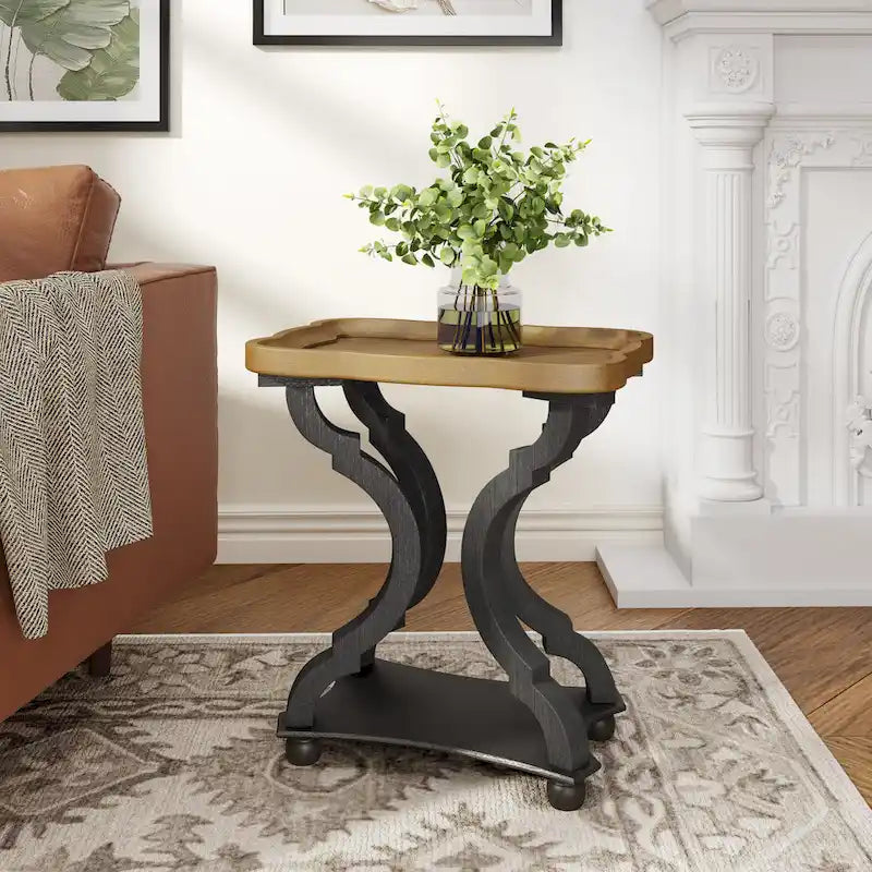 Table d'appoint rectangulaire de style campagne française