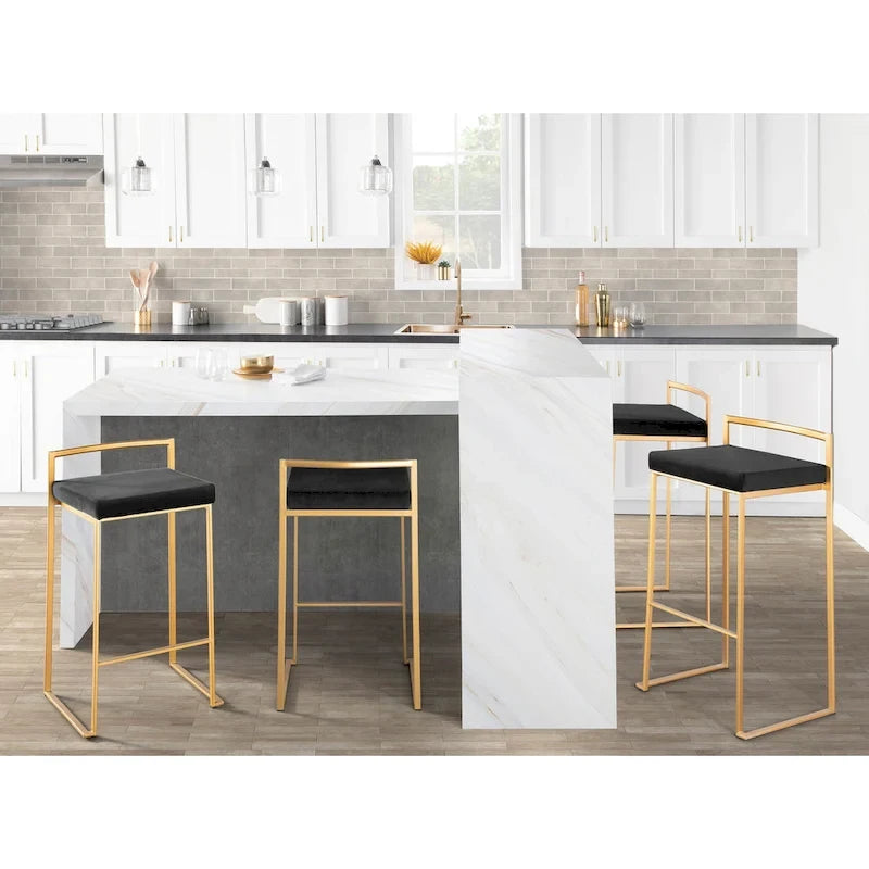 Tabouret de bar empilable doré Silver Orchid Forest