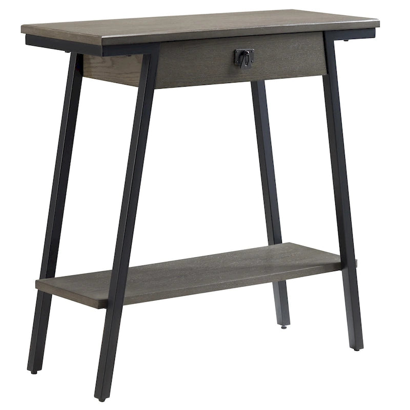 Console en bois avec tiroirs et cadre en métal