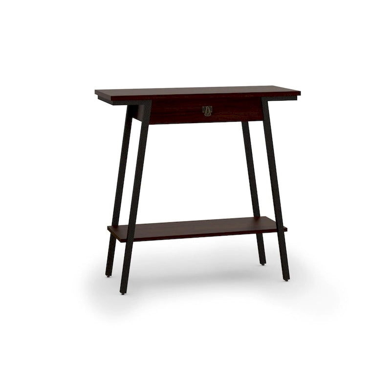 Console en bois avec tiroirs et cadre en métal