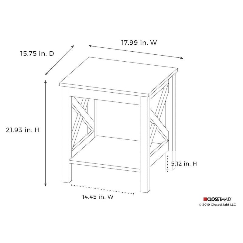 Table d'appoint double couche avec étagères en X