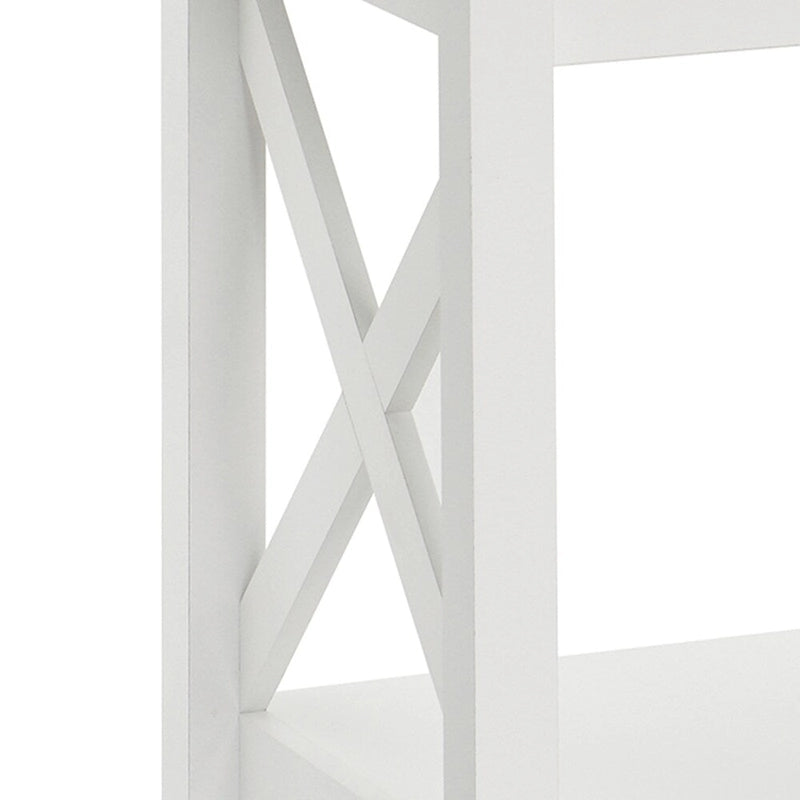 Table d'appoint double couche avec étagères en X