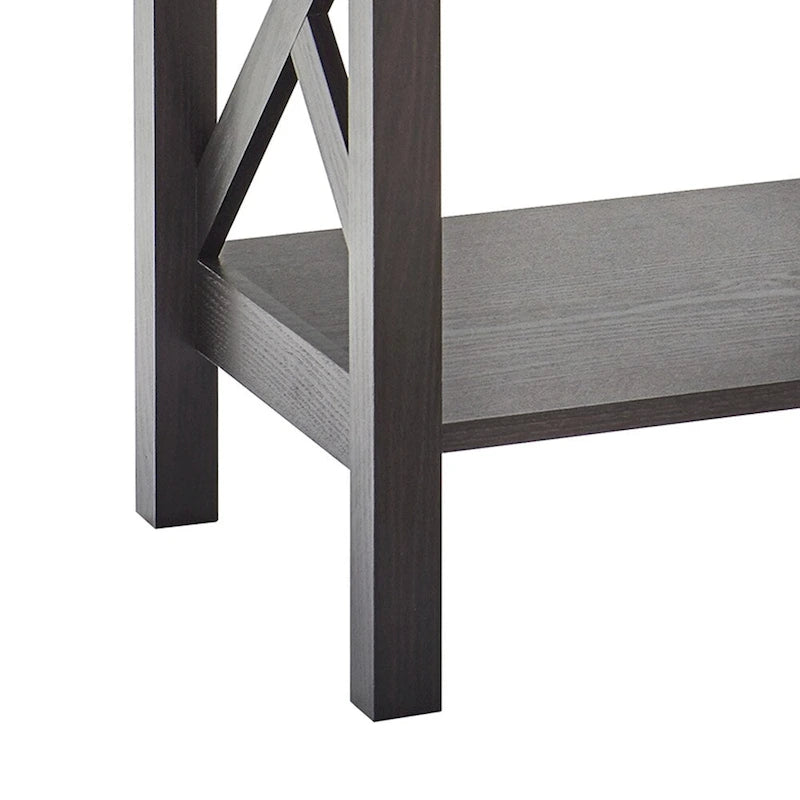 Table d'appoint double couche avec étagères en X