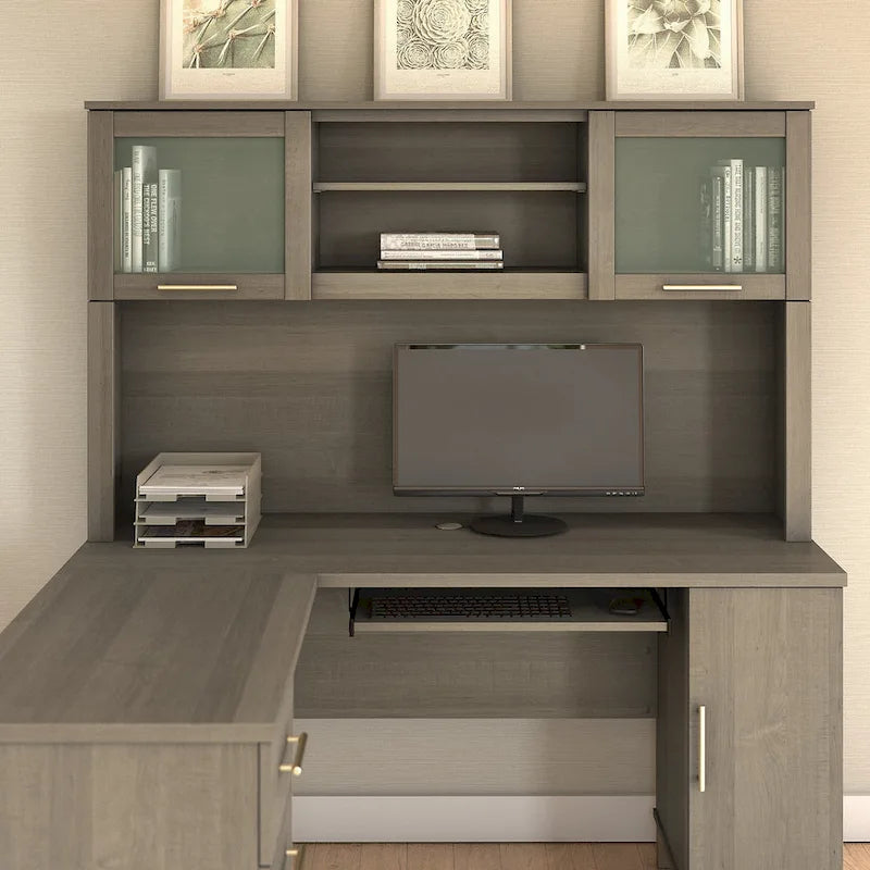Bureau en L et étagère