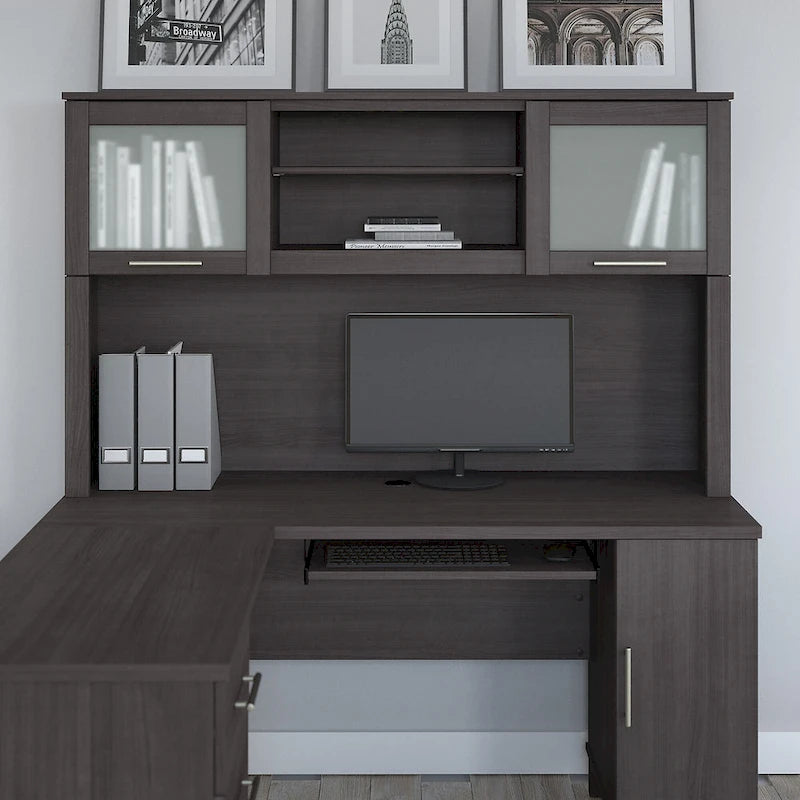 Bureau en L et étagère