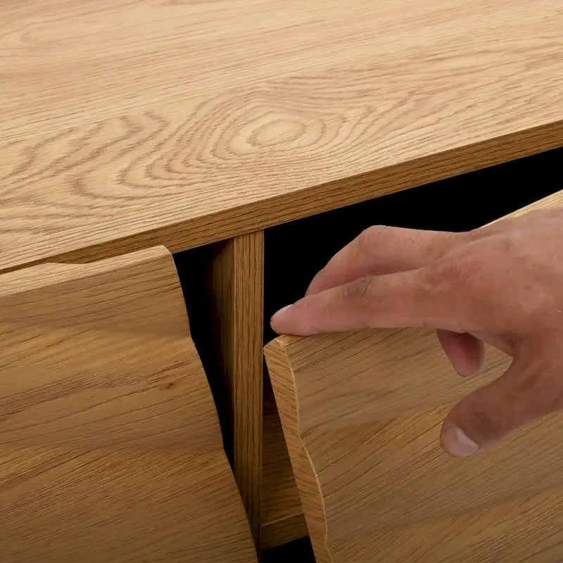 Meuble TV de rangement à quatre portes avec relief d'ondulations d'eau