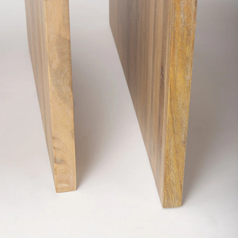 Table d'appoint gigogne carrée en bois massif marron clair