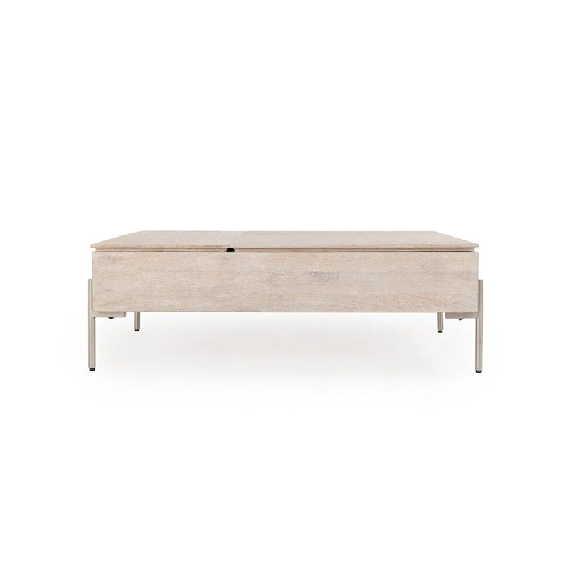 Table basse relevable en bois de manguier (blanc)