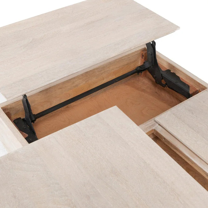 Table basse relevable en bois de manguier (blanc)