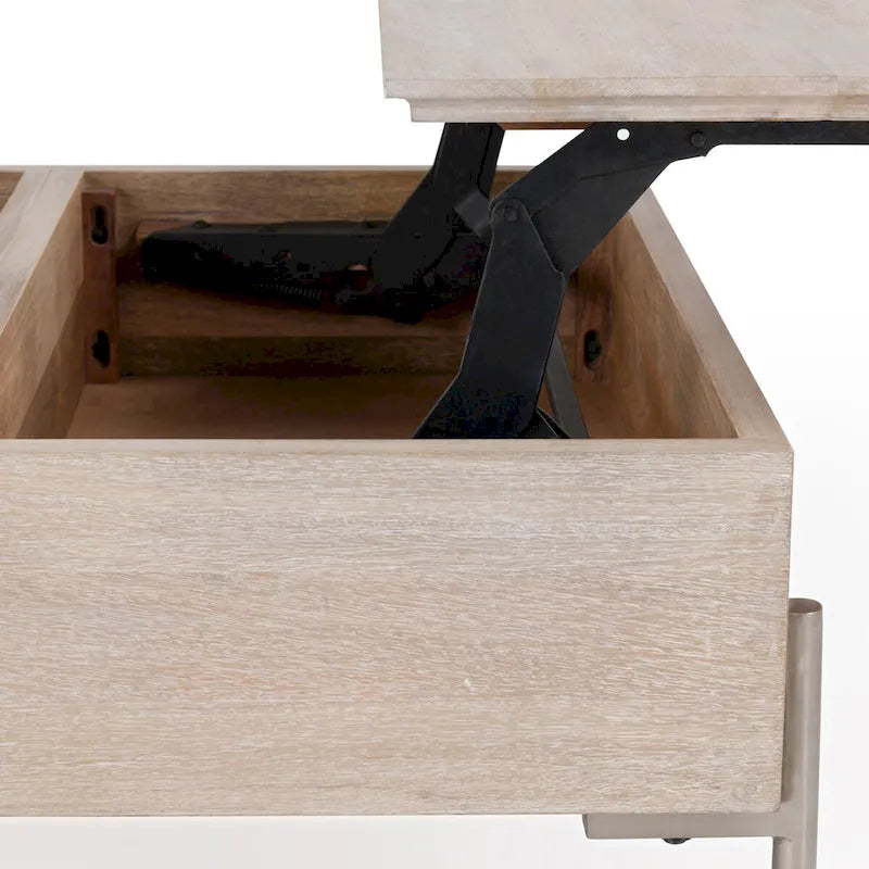 Table basse relevable en bois de manguier (blanc)