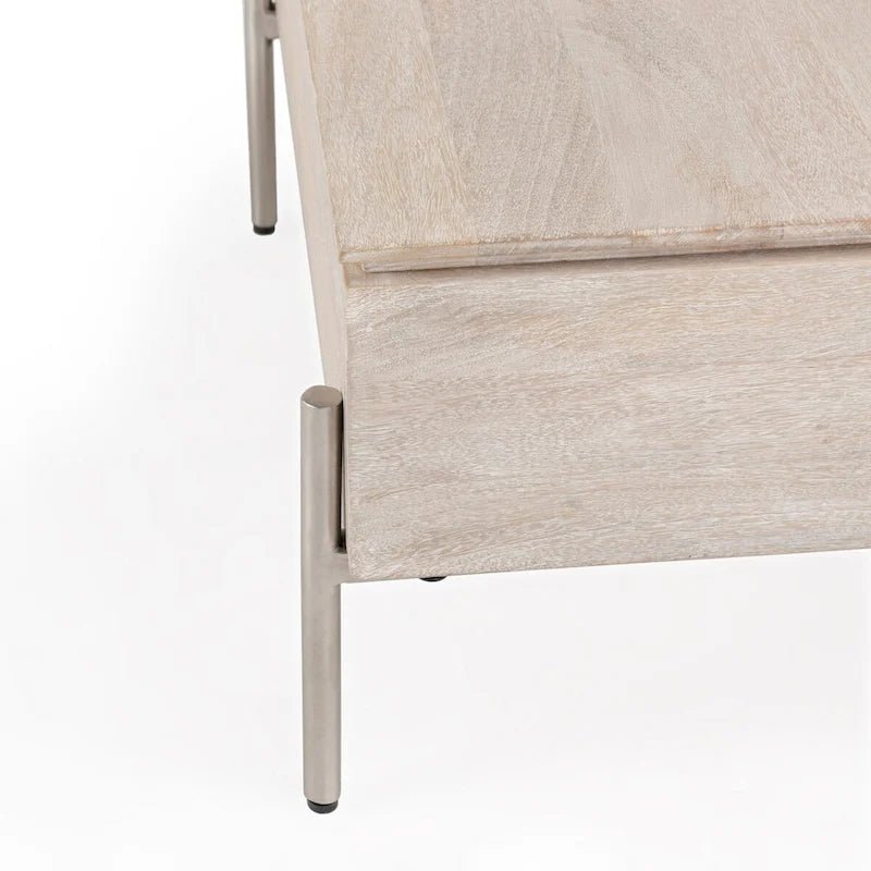 Table basse relevable en bois de manguier (blanc)